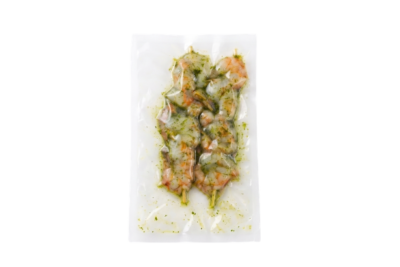 Brochetas de gambón con salsa verde (2u)